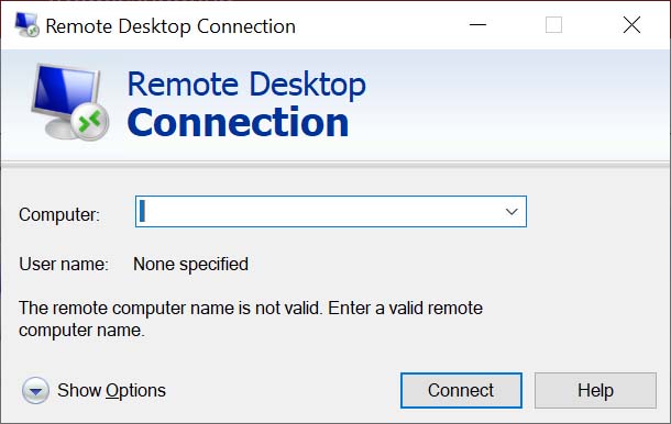 Remote Desktop Connection pop-up